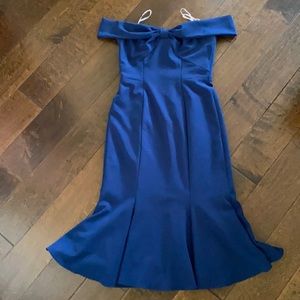 Navy Blue Off the Shoulder Midi Dress Size 2